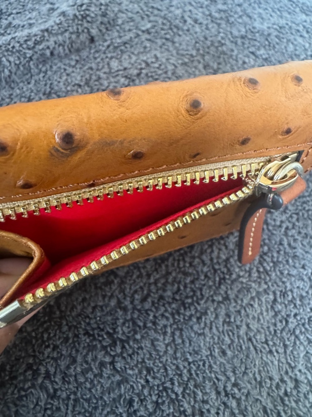 Dooney & Bourke Ostrich Small Flap Wallet (Caramel) - Picture 7 of 12
